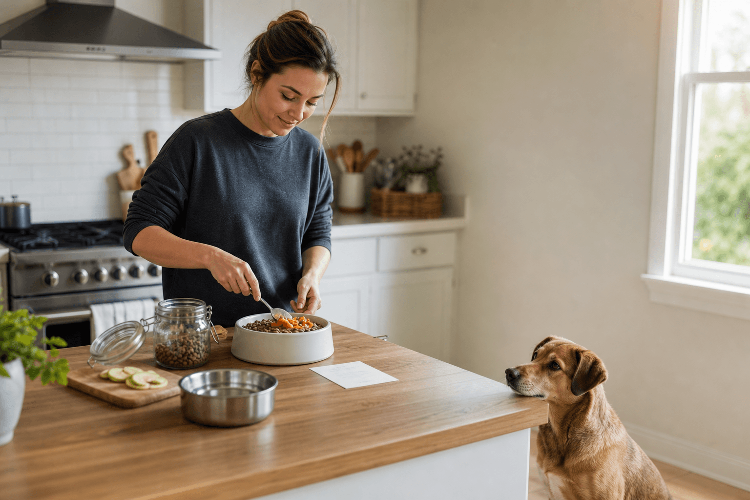 Dog-care routine planning in a kitchen